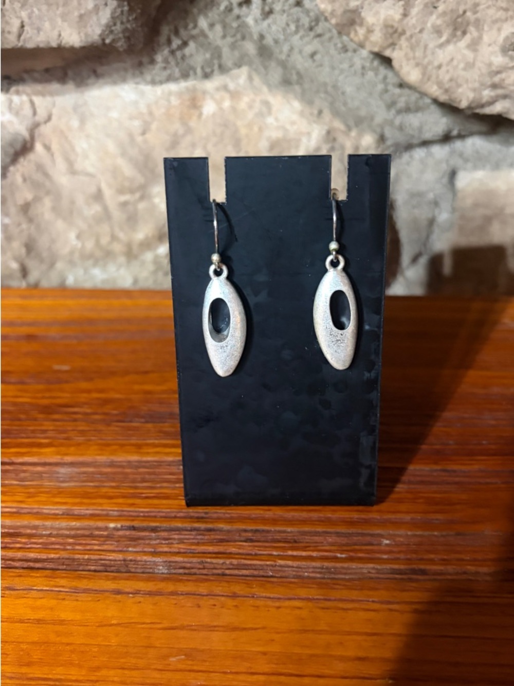Vintage Y2K Cannon Design Sterling Look Silver Oval Drop Earrings